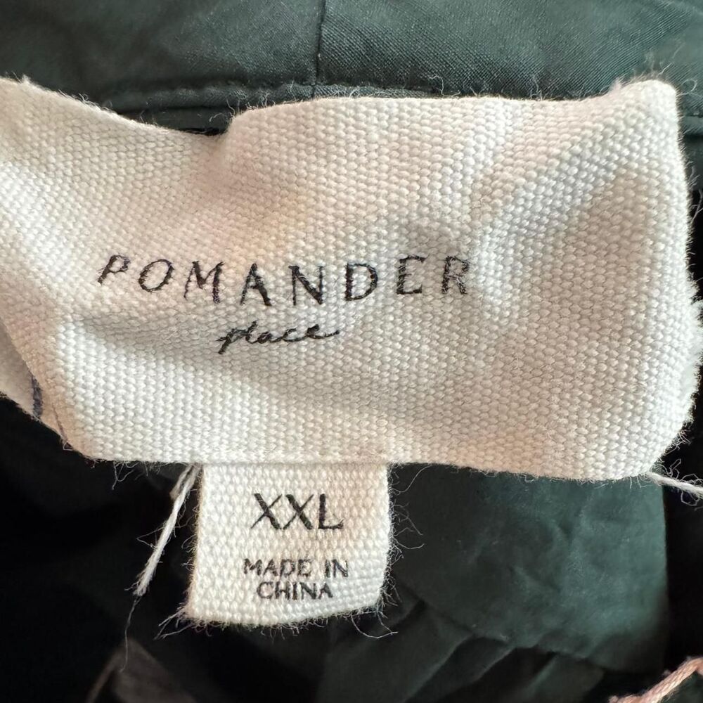 Pomander Place Kinsley Mini Dress XXL Green Tiered Cotton Tunic Embroidered Neck - Picture 4 of 7